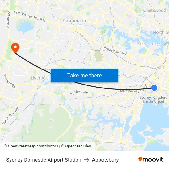 Sydney Domestic Airport Station to Abbotsbury map
