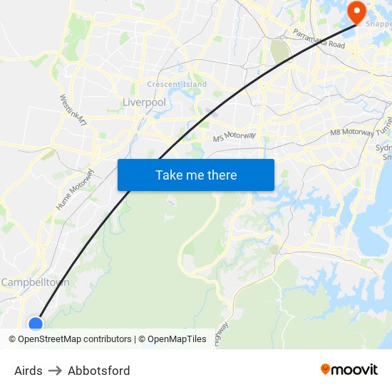 Airds to Abbotsford map