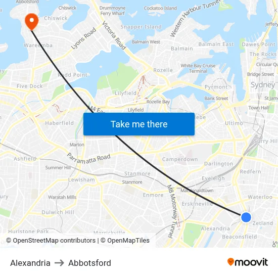 Alexandria to Abbotsford map
