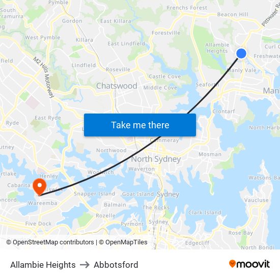 Allambie Heights to Abbotsford map