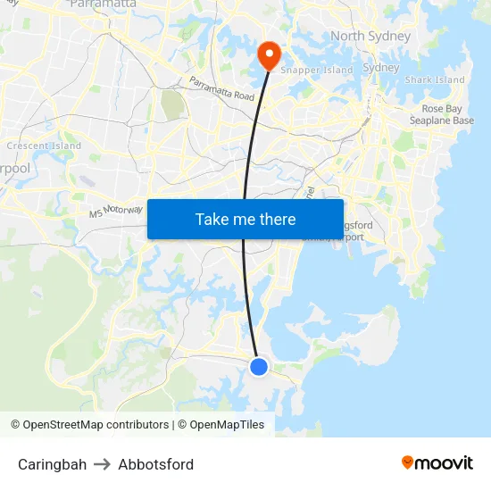 Caringbah to Abbotsford map