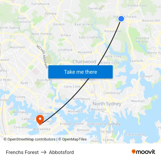 Frenchs Forest to Abbotsford map