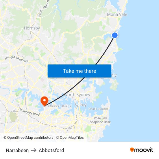 Narrabeen to Abbotsford map