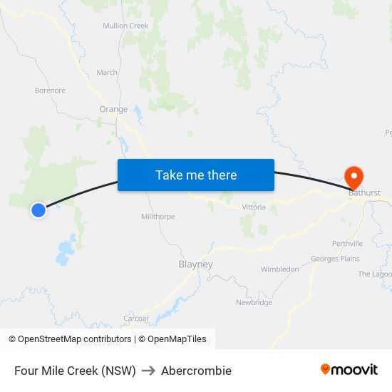 Four Mile Creek (NSW) to Abercrombie map