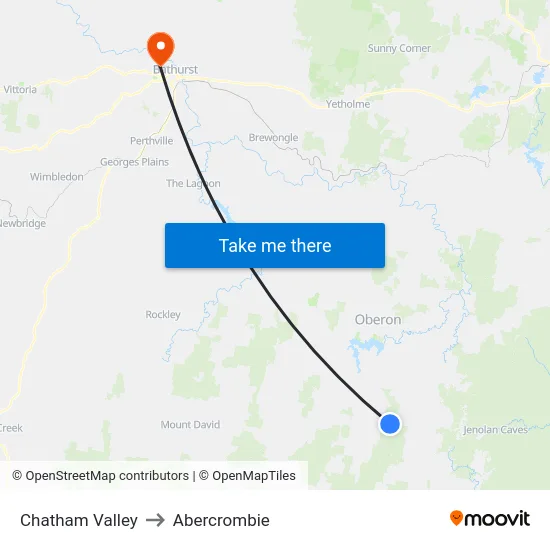 Chatham Valley to Abercrombie map