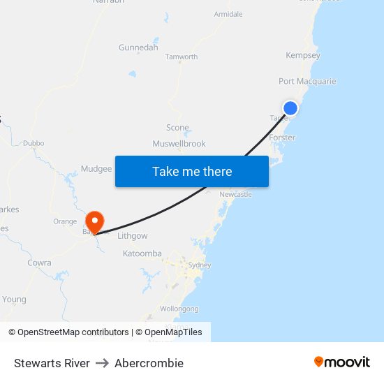 Stewarts River to Abercrombie map