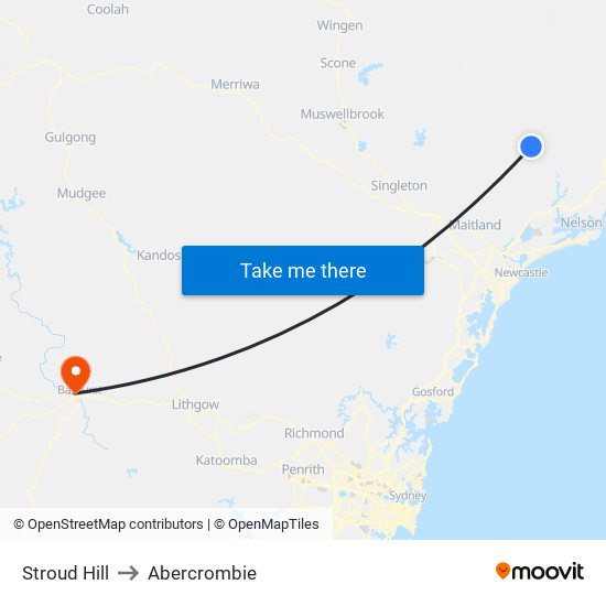 Stroud Hill to Abercrombie map