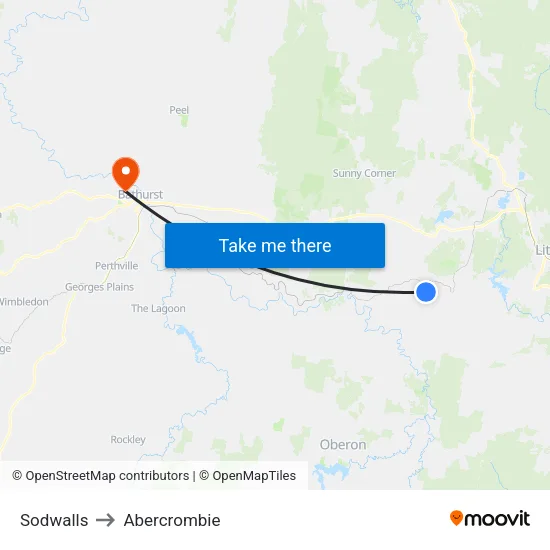 Sodwalls to Abercrombie map