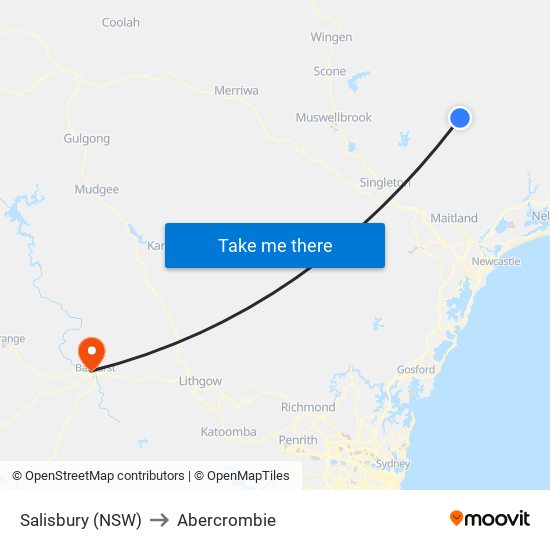 Salisbury (NSW) to Abercrombie map