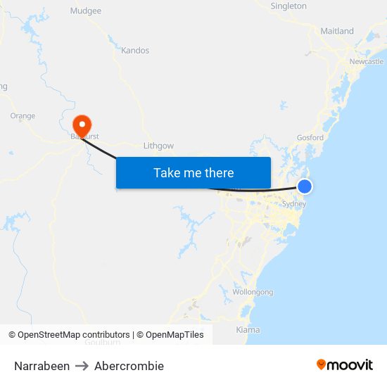 Narrabeen to Abercrombie map