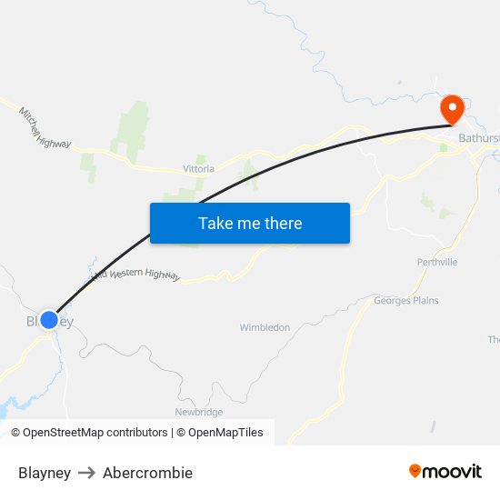 Blayney to Abercrombie map