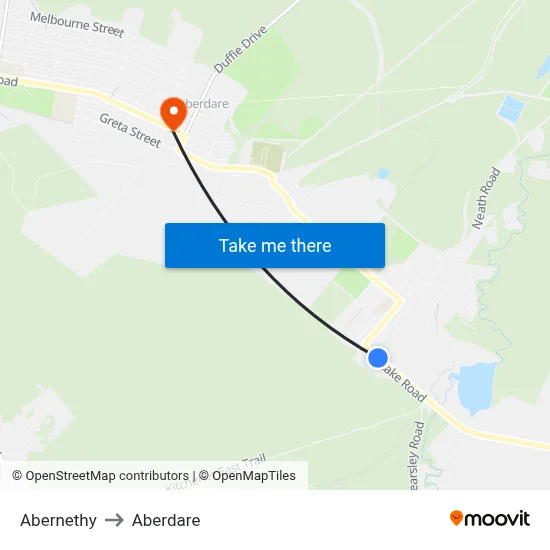Abernethy to Aberdare map