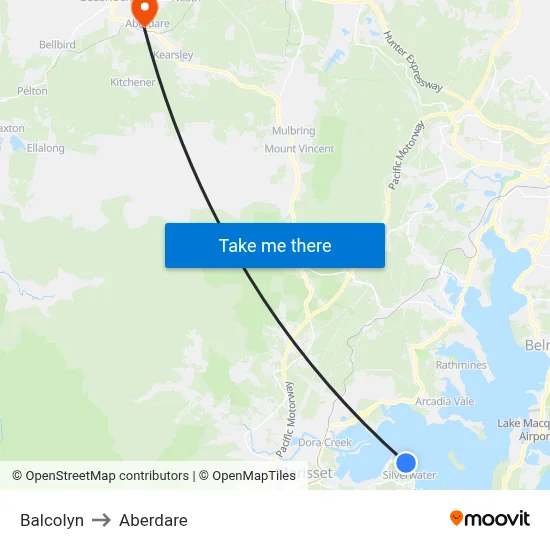Balcolyn to Aberdare map