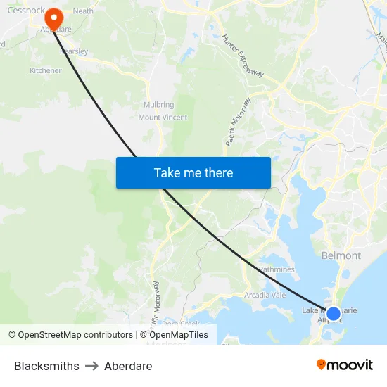 Blacksmiths to Aberdare map