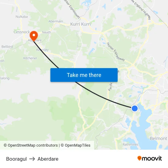 Booragul to Aberdare map