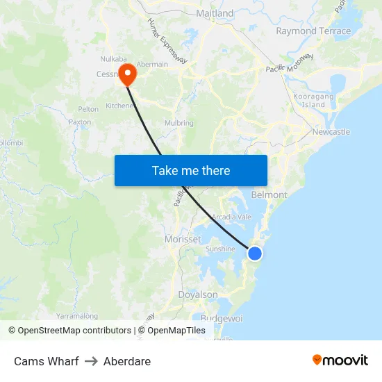 Cams Wharf to Aberdare map