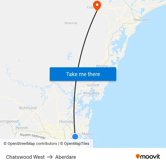 Chatswood West to Aberdare map