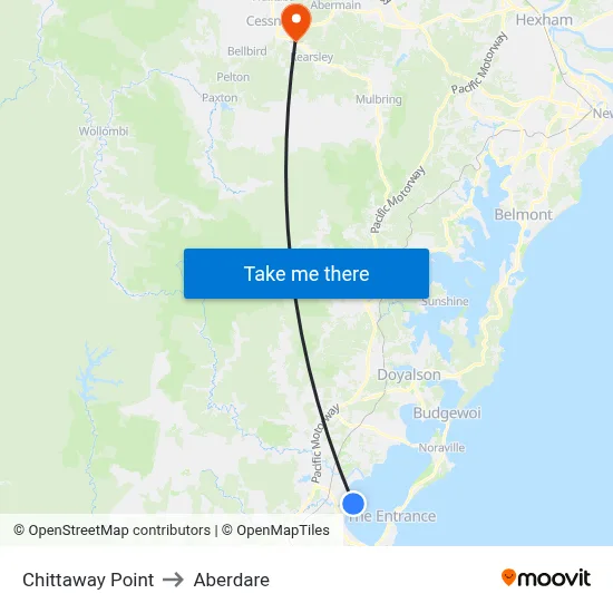Chittaway Point to Aberdare map