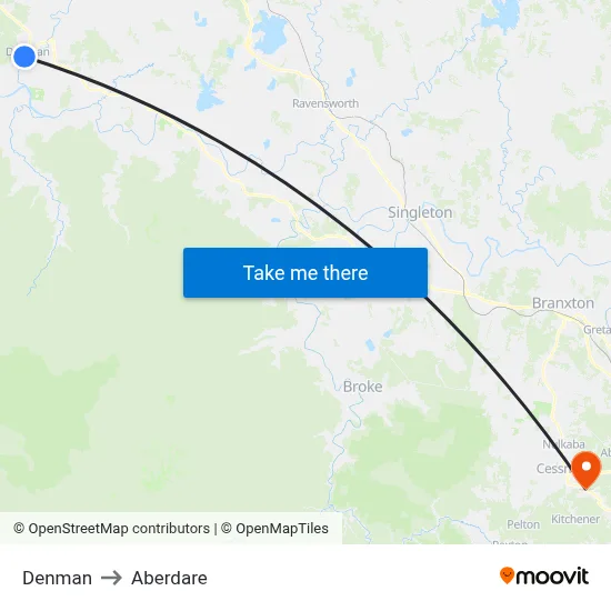 Denman to Aberdare map
