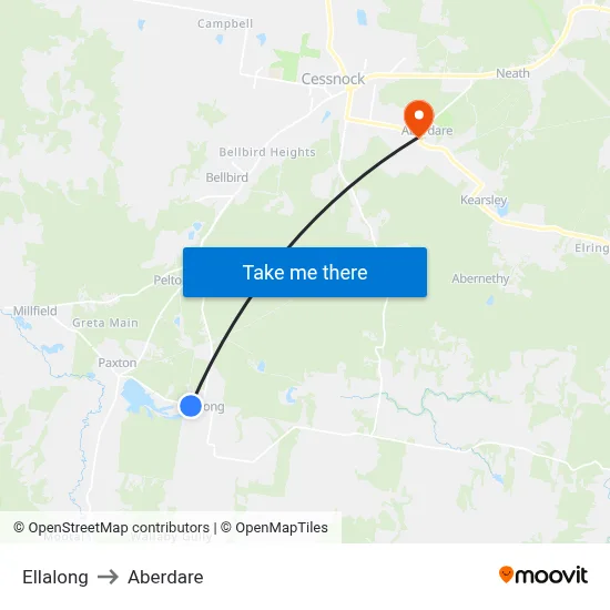 Ellalong to Aberdare map