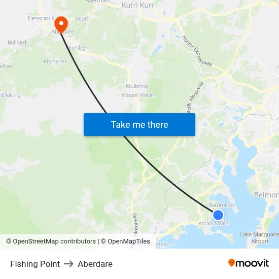 Fishing Point to Aberdare map