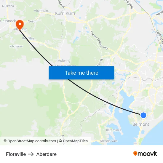 Floraville to Aberdare map