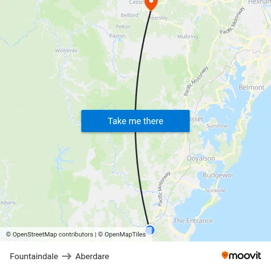 Fountaindale to Aberdare map