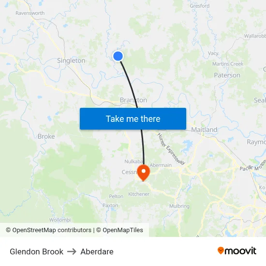 Glendon Brook to Aberdare map