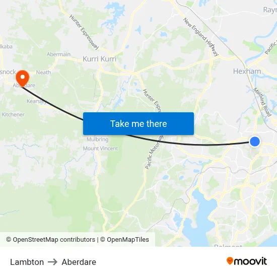 Lambton to Aberdare map