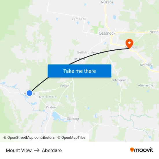 Mount View to Aberdare map