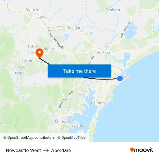 Newcastle West to Aberdare map