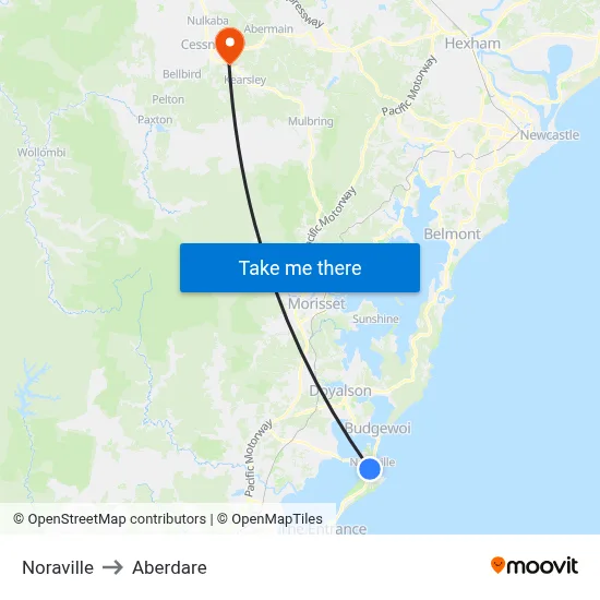 Noraville to Aberdare map