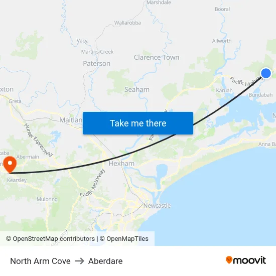 North Arm Cove to Aberdare map