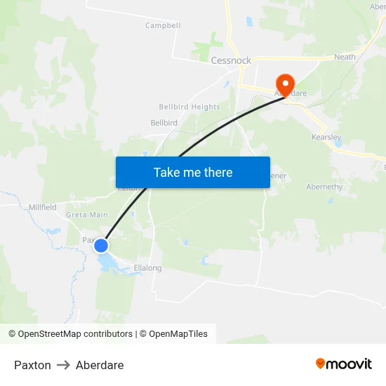 Paxton to Aberdare map