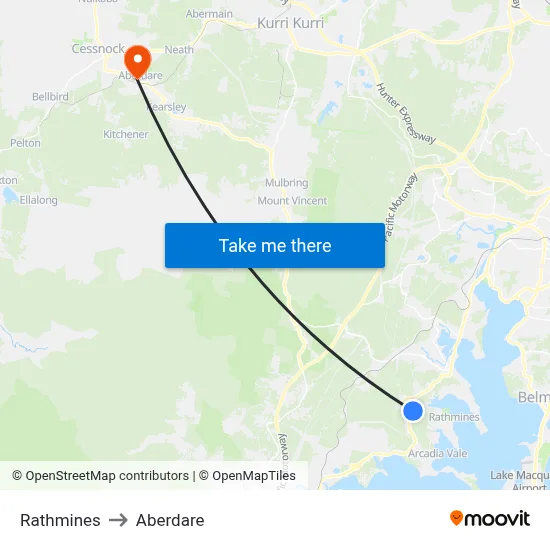 Rathmines to Aberdare map
