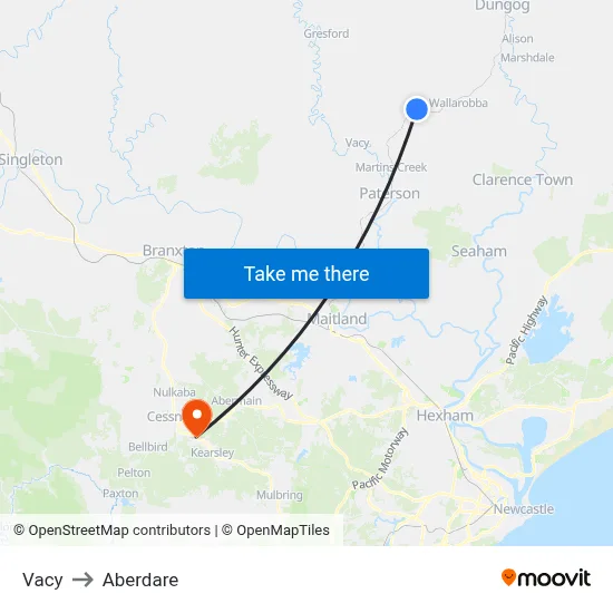 Vacy to Aberdare map