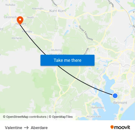 Valentine to Aberdare map