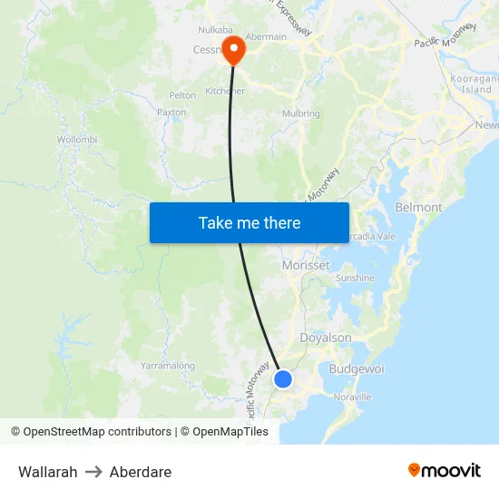 Wallarah to Aberdare map