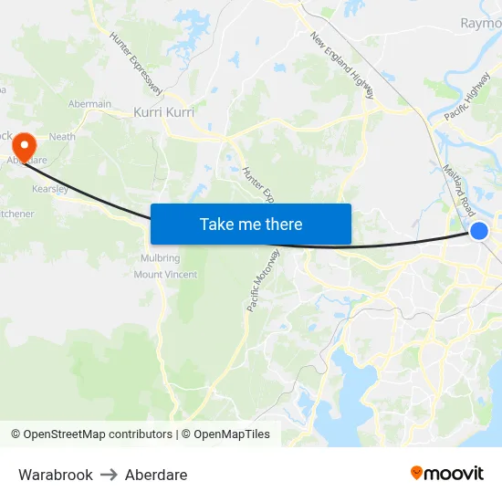 Warabrook to Aberdare map