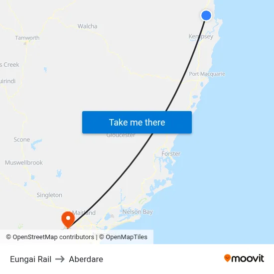 Eungai Rail to Aberdare map