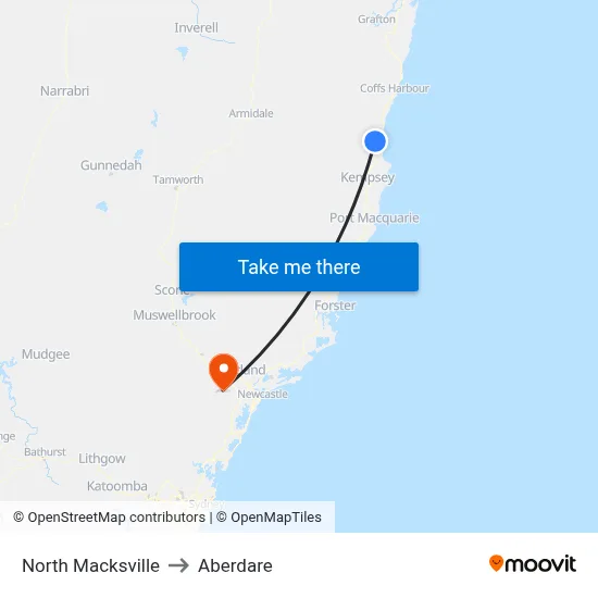 North Macksville to Aberdare map