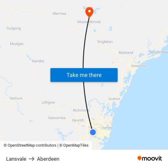 Lansvale to Aberdeen map