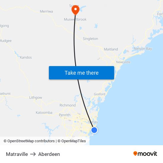 Matraville to Aberdeen map