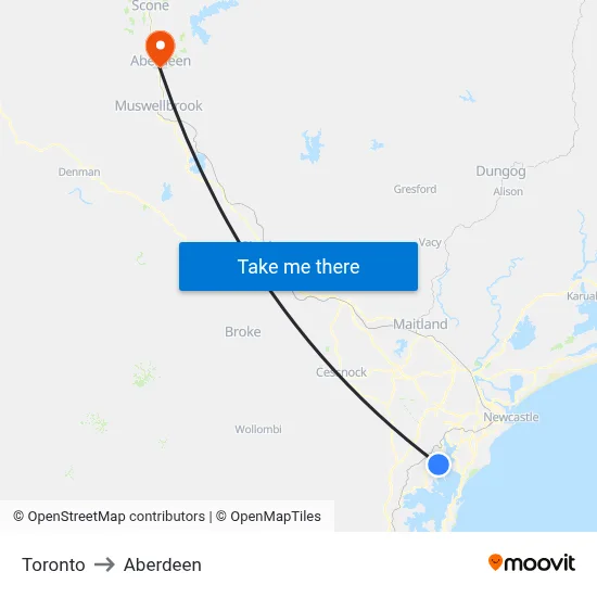 Toronto to Aberdeen map