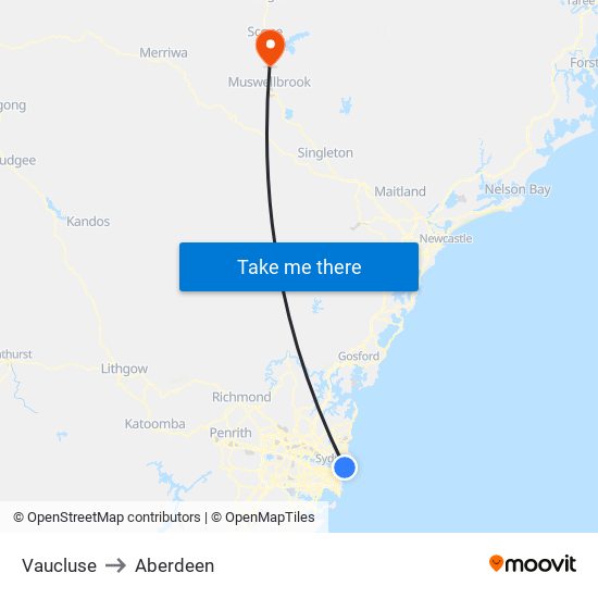 Vaucluse to Aberdeen map