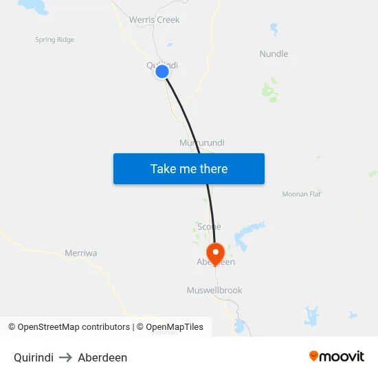 Quirindi to Aberdeen map