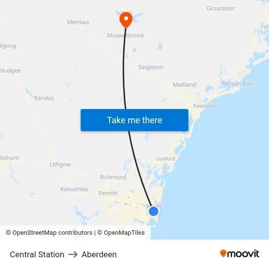 Central Station to Aberdeen map