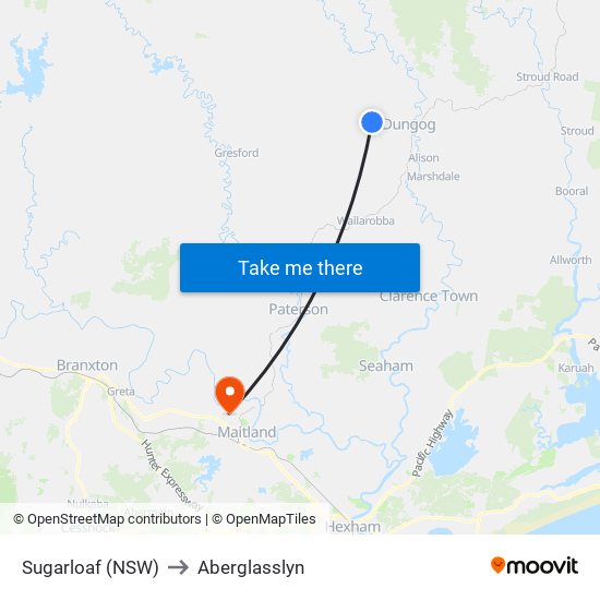 Sugarloaf (NSW) to Aberglasslyn map