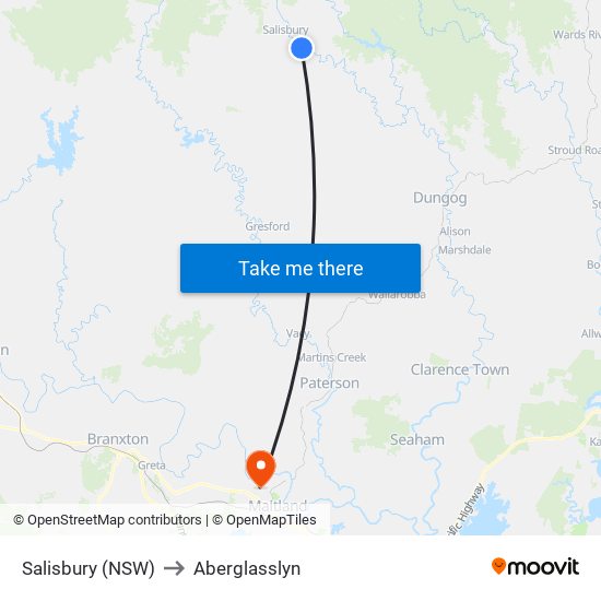 Salisbury (NSW) to Aberglasslyn map