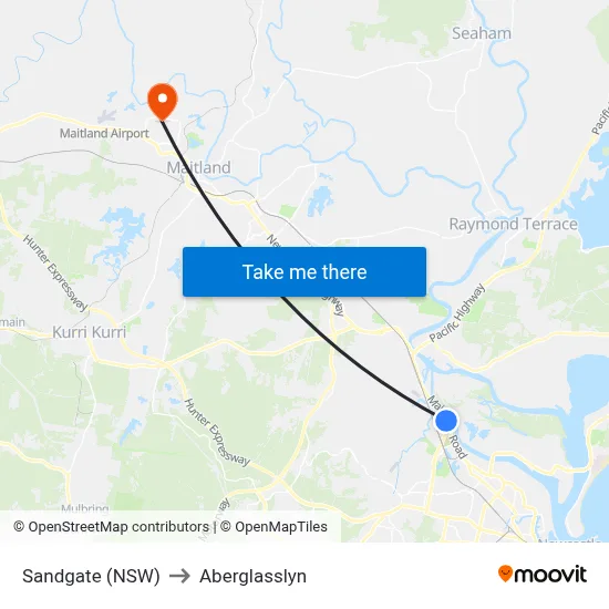 Sandgate (NSW) to Aberglasslyn map